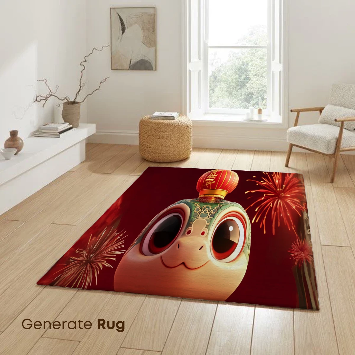 Charming Lunar Snake: Festive Folk Art Fusion - Image 6