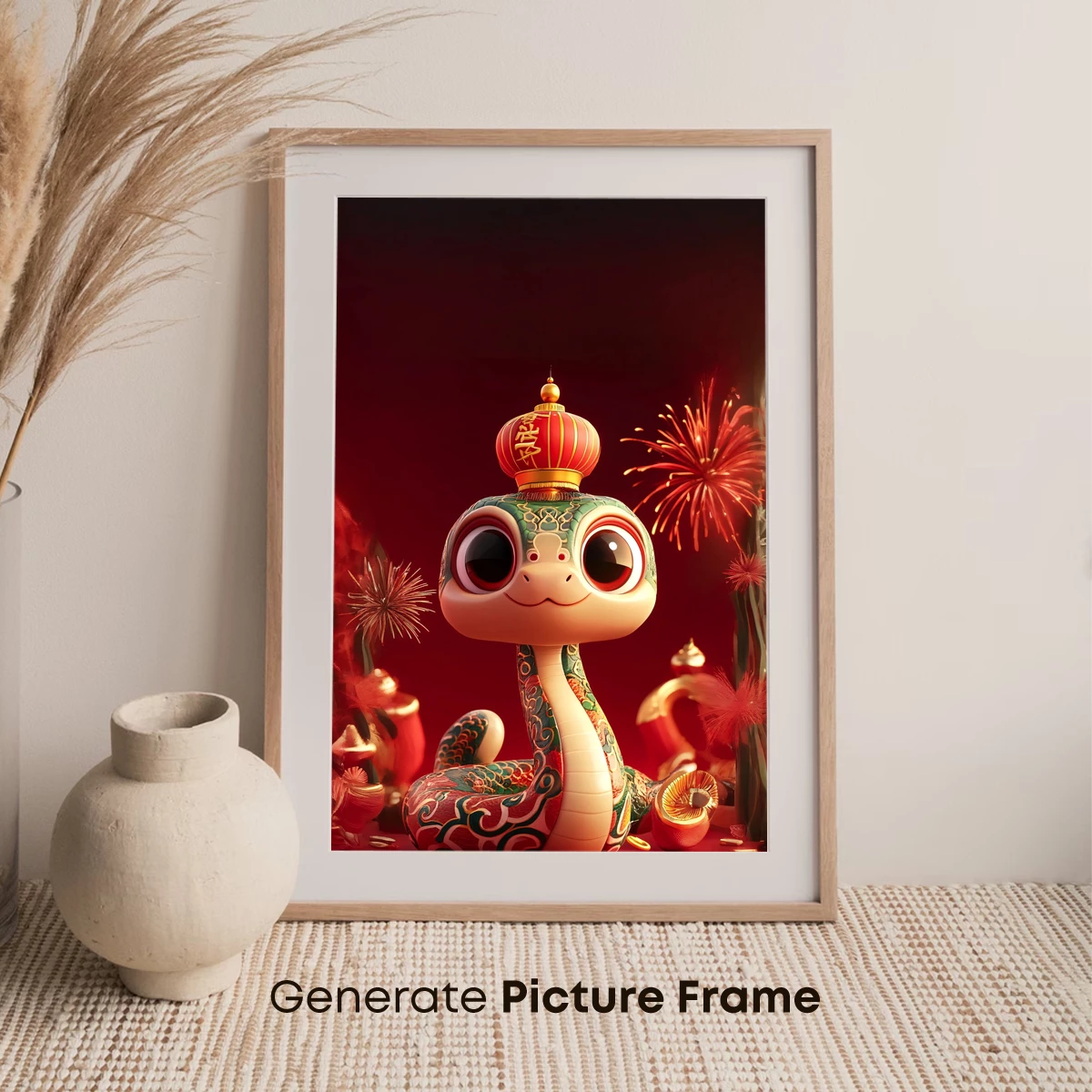 Charming Lunar Snake: Festive Folk Art Fusion - Image 7