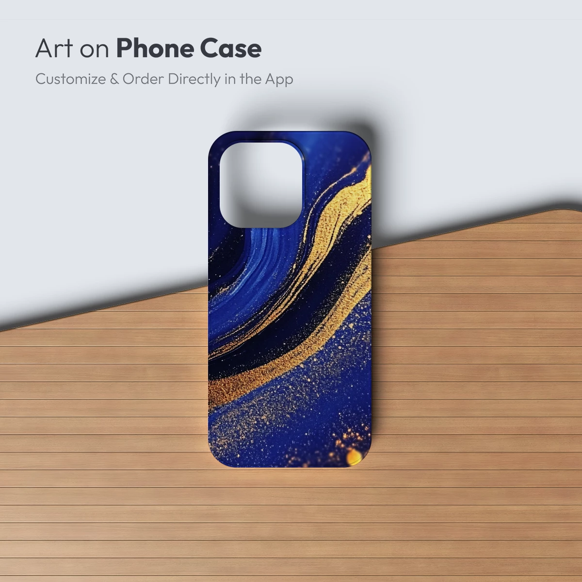 Golden Swirls in Midnight Blue: Abstract Elegance - Image 3