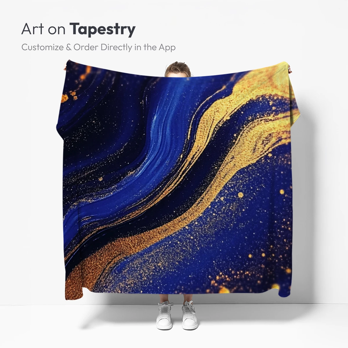 Golden Swirls in Midnight Blue: Abstract Elegance - Image 5