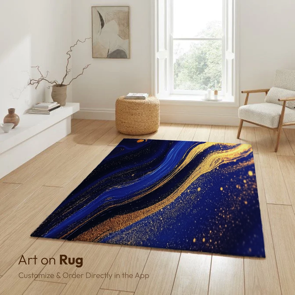 Golden Swirls in Midnight Blue: Abstract Elegance - Image 6