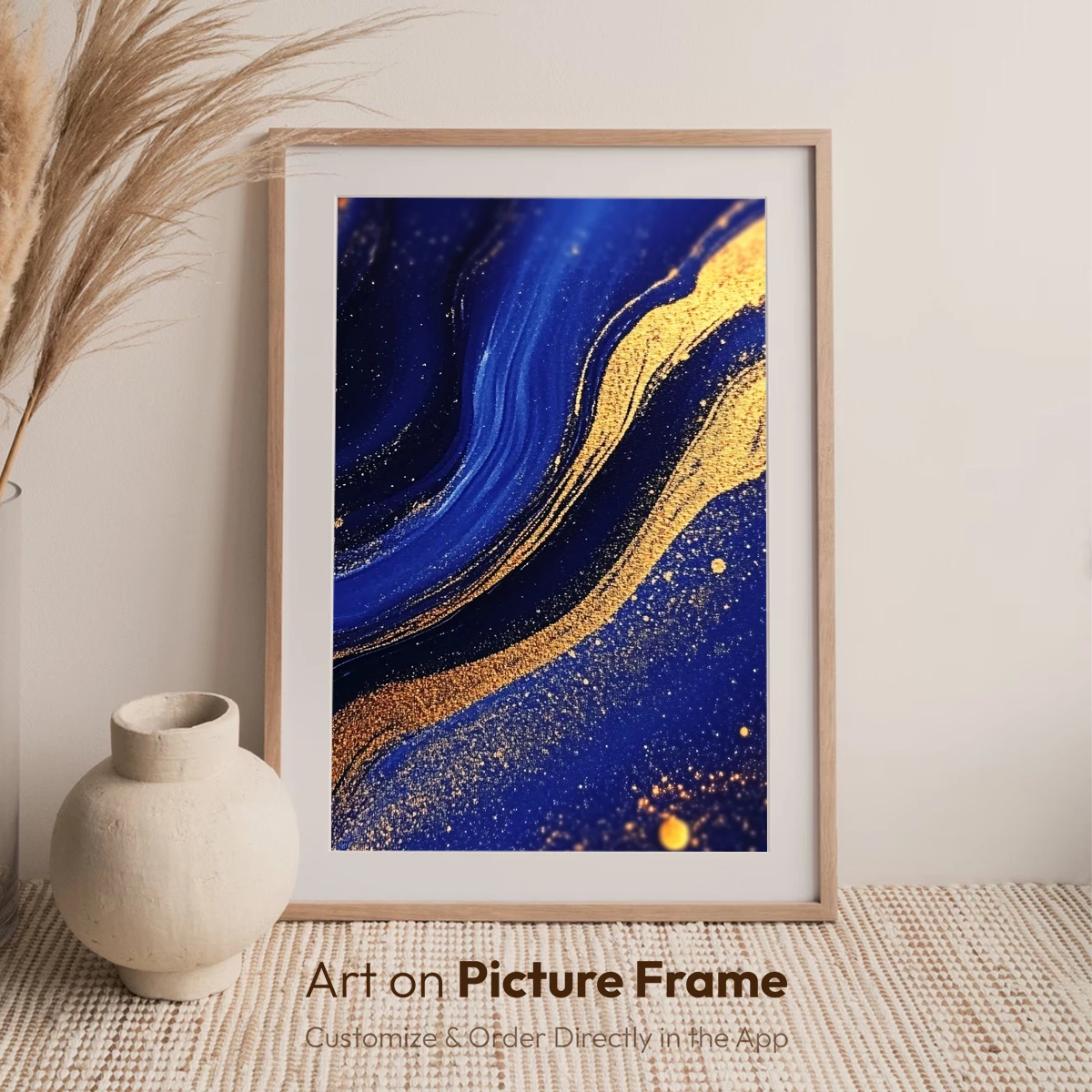 Golden Swirls in Midnight Blue: Abstract Elegance - Image 7
