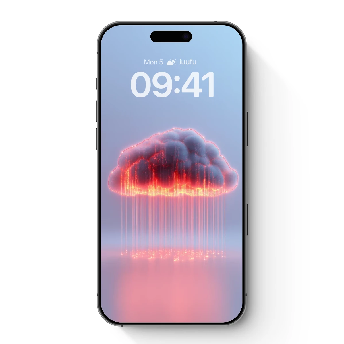 Fiery Cloud Rain: Digital Artistry in Neon Glow