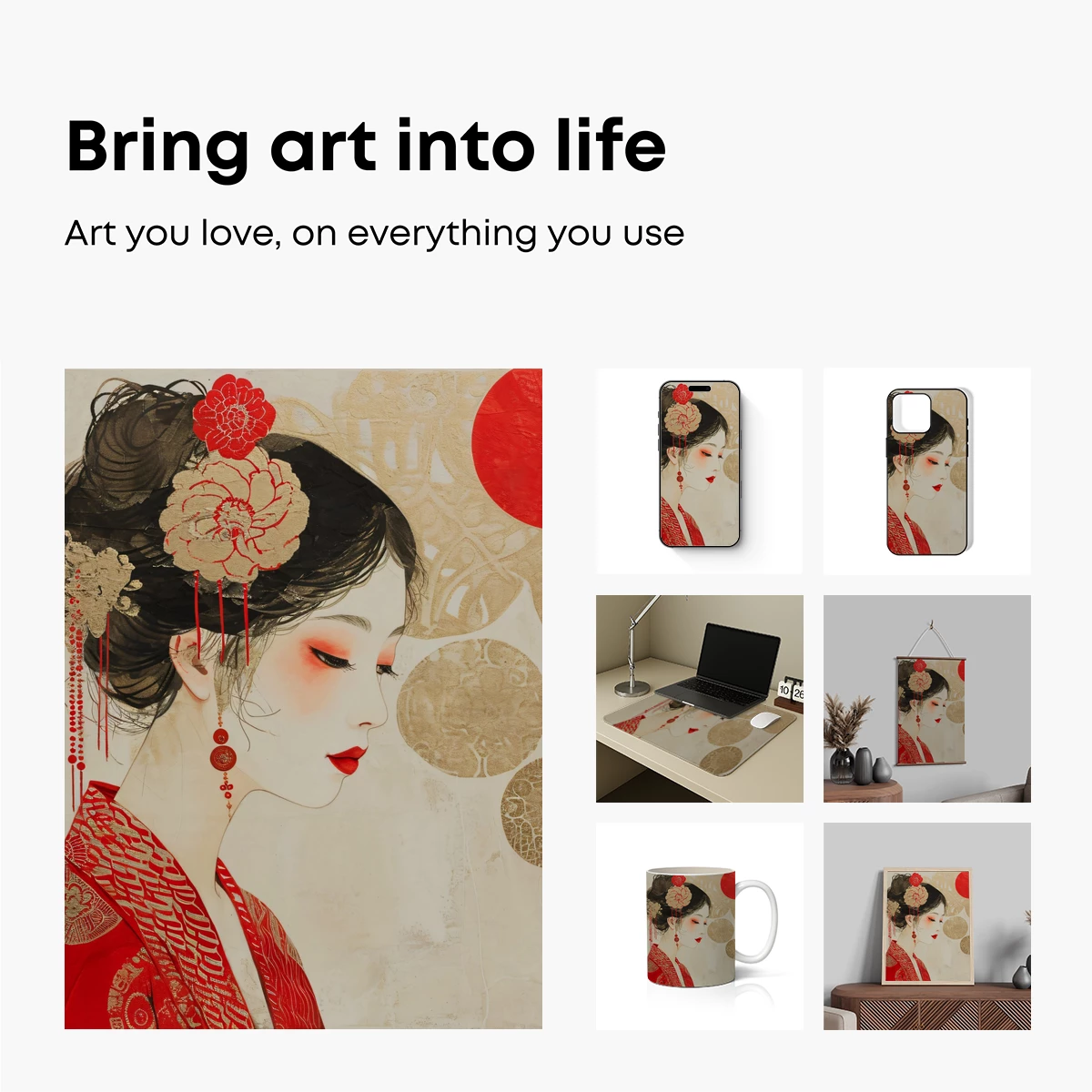 Elegant Geisha in Red: A Fusion of Tradition and Artistry - Image 2