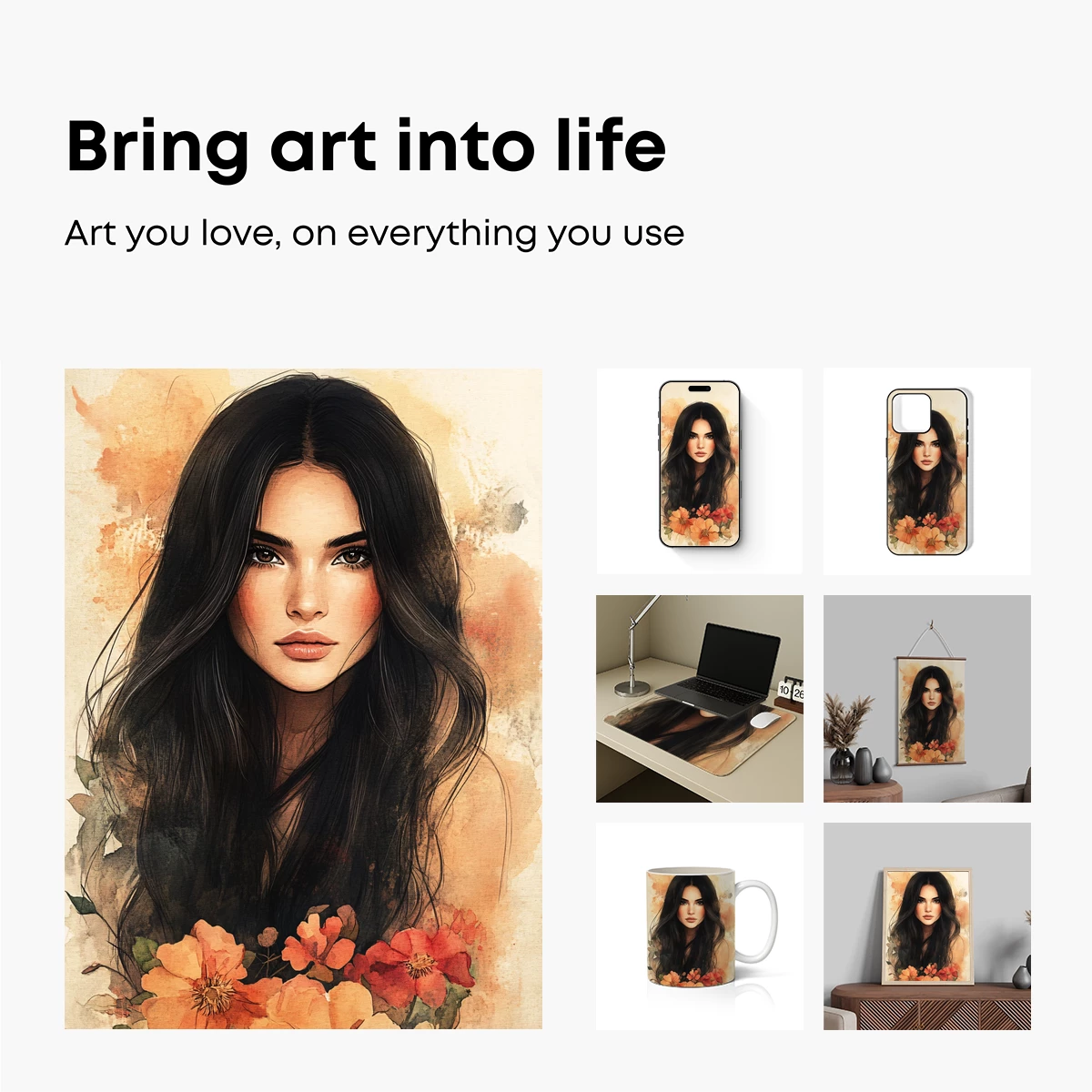 Ethereal Floral Portrait: Watercolor Elegance - Image 2