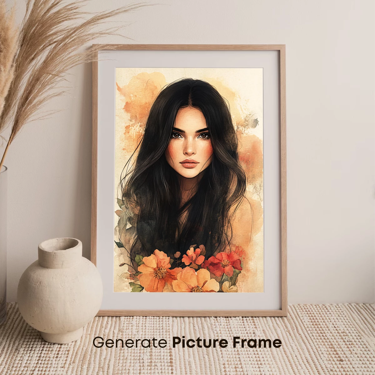 Ethereal Floral Portrait: Watercolor Elegance - Image 7