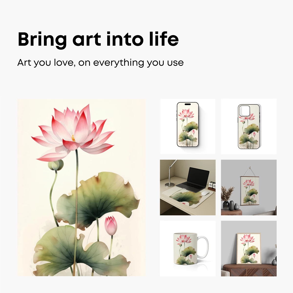 Elegant Lotus Bloom: Watercolor Harmony - Image 2