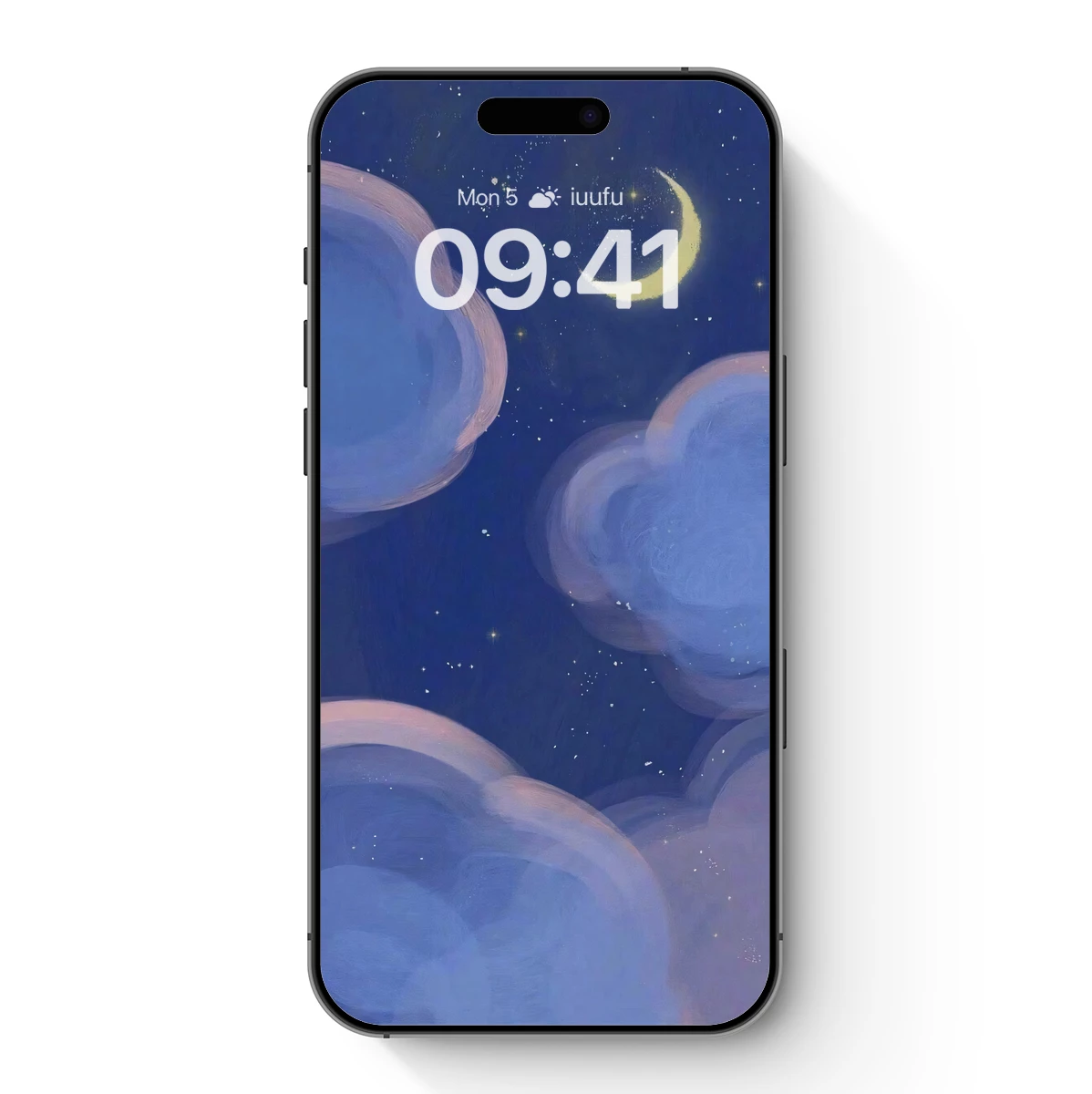 Dreamy Crescent Moon Amidst Ethereal Clouds