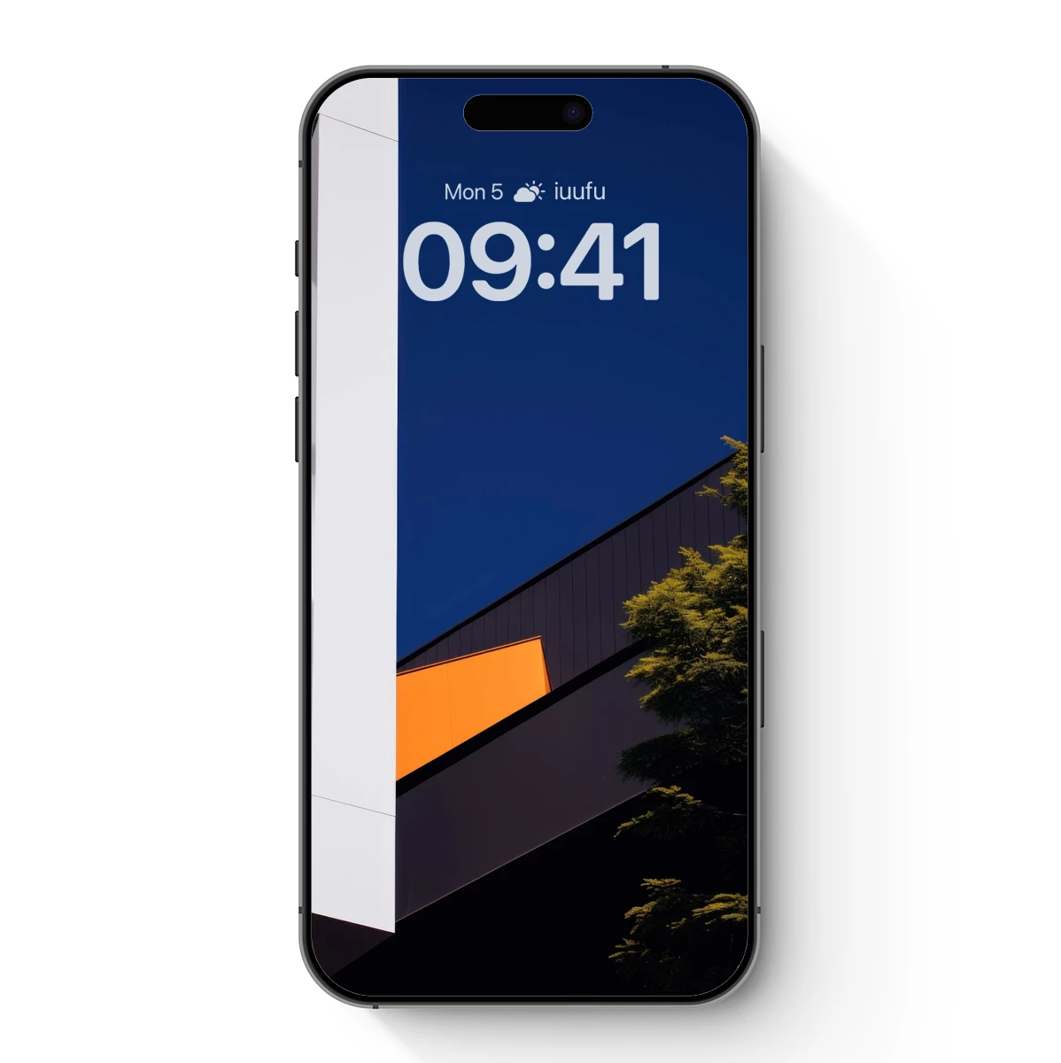 Geometric Harmony: Orange Slice Against Midnight Blue