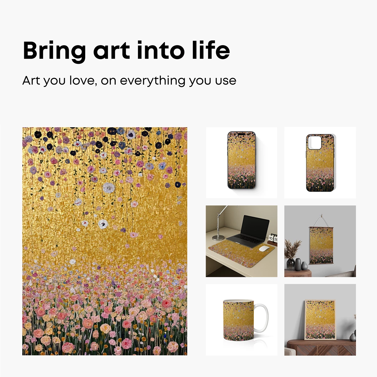 Golden Bloom Symphony: A Floral Cascade in Impressionist Style - Image 2