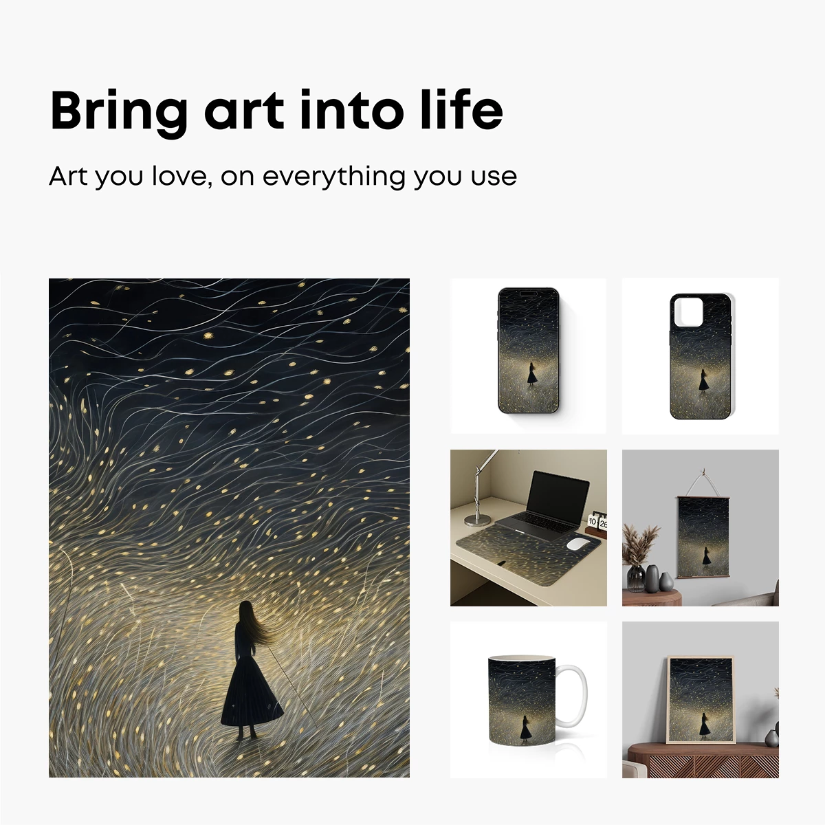 Ethereal Weave: A Lone Figure in a Golden Storm - Image 2