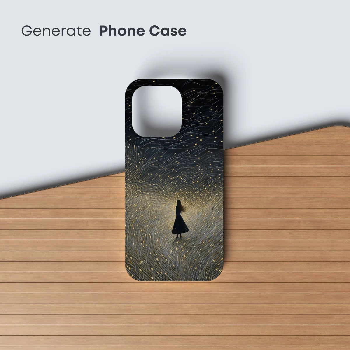 Ethereal Weave: A Lone Figure in a Golden Storm - Image 3