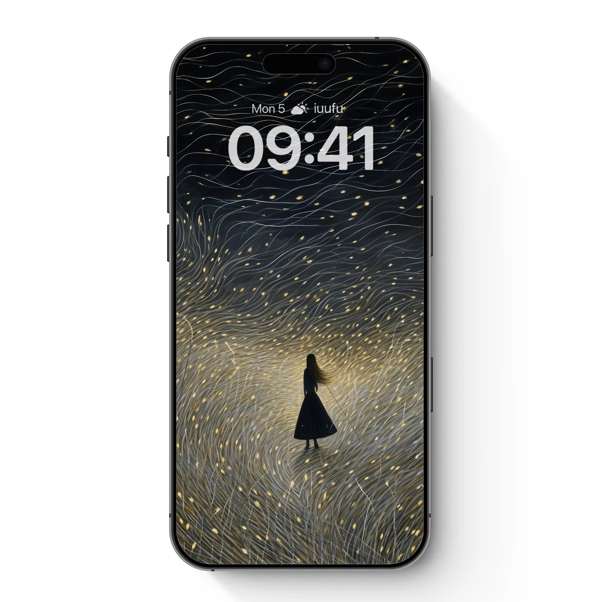 Ethereal Weave: A Lone Figure in a Golden Storm