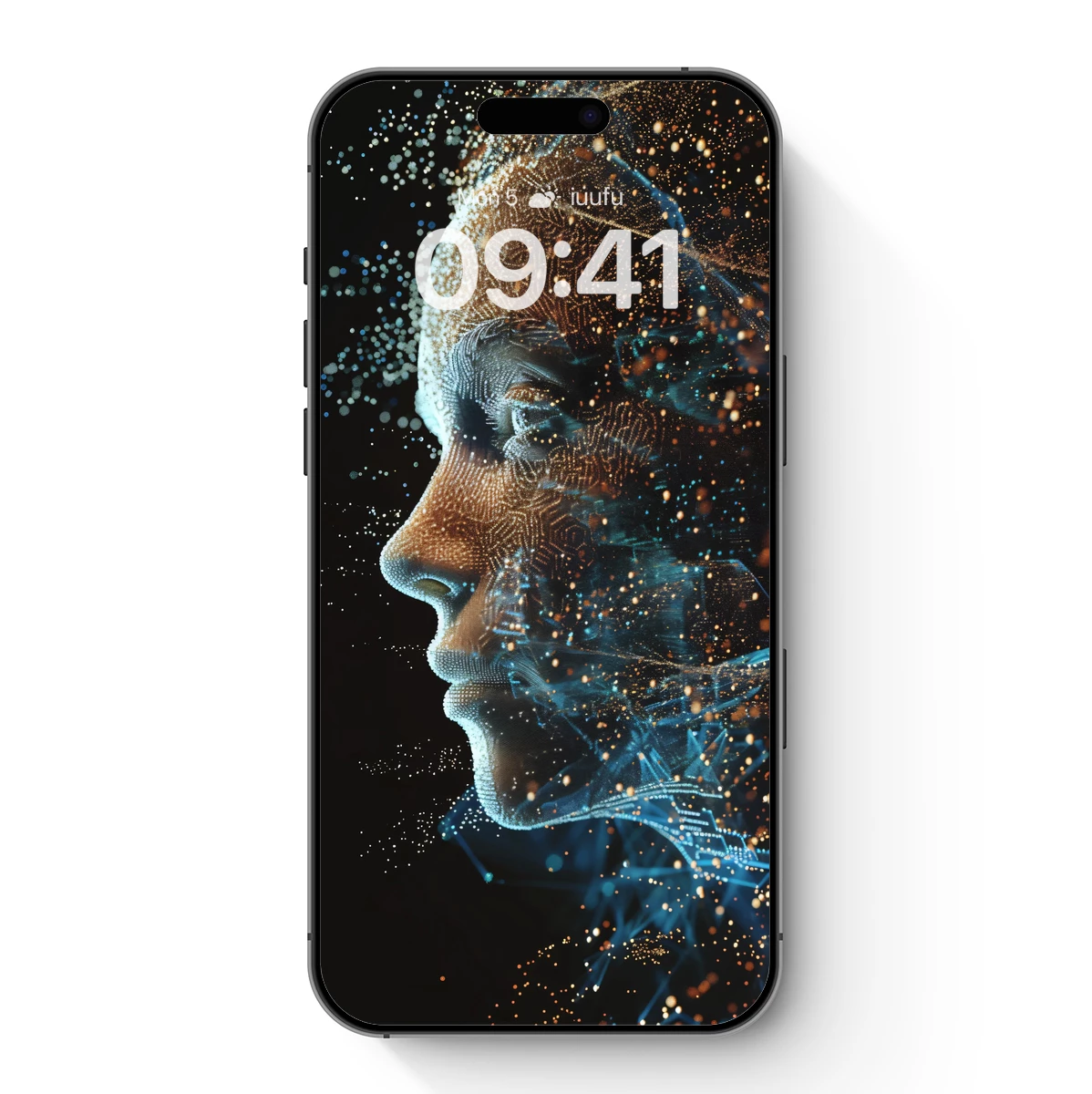 Digital Dream Weaver: Futuristic Face in Glowing Particles