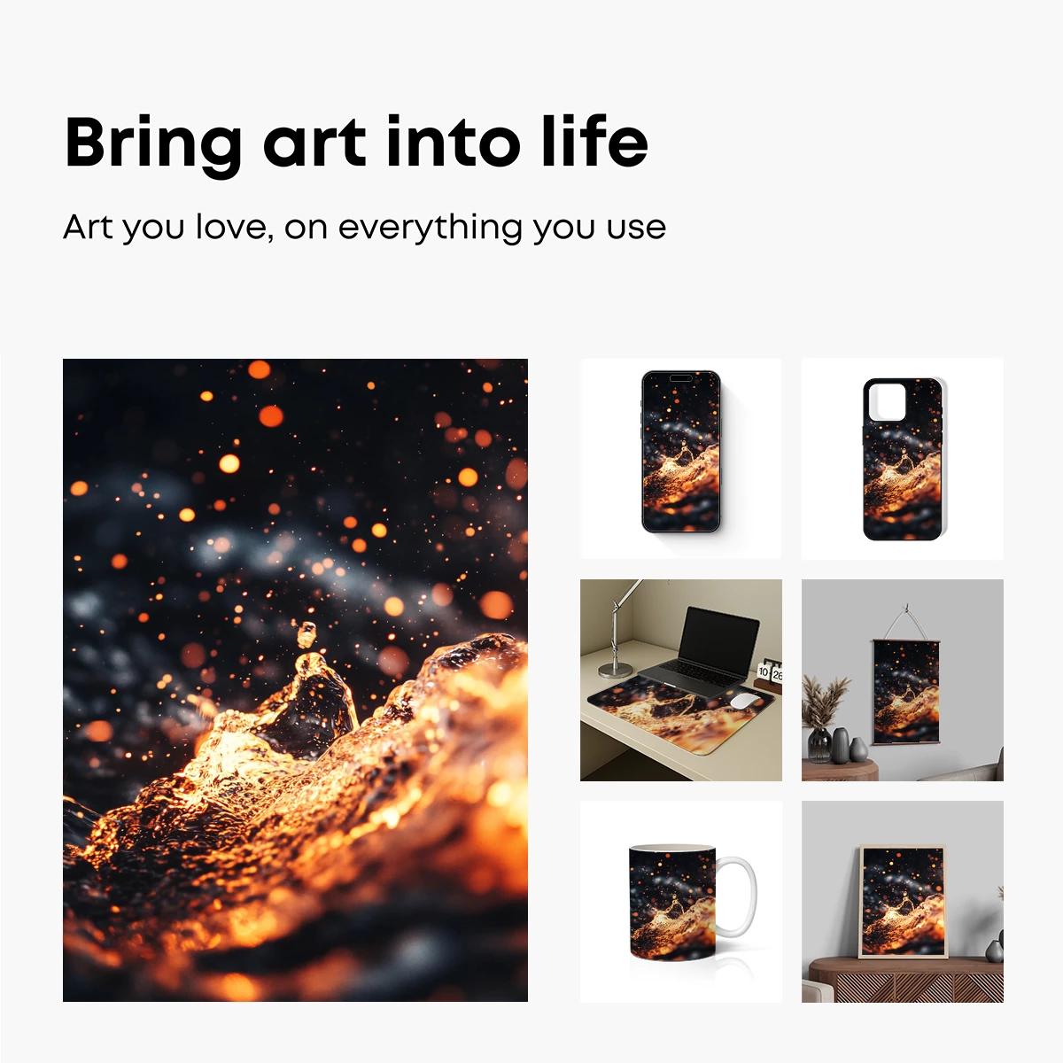 Golden Lava Eruption: Fiery Abstract Art - Image 2