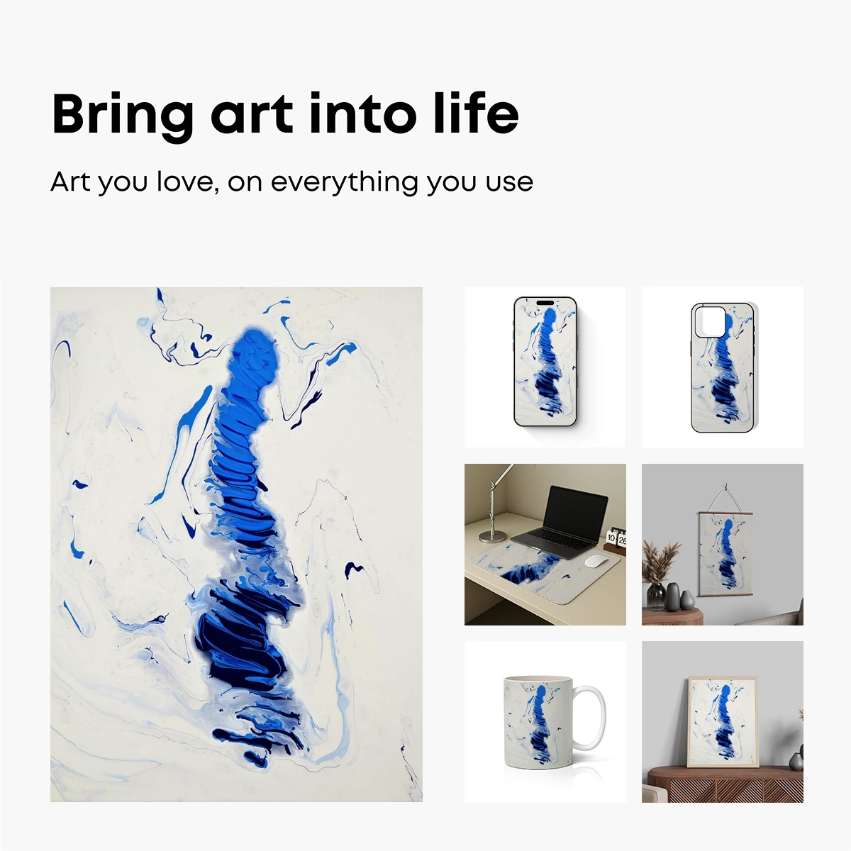 Blue Spine Symphony: Abstract Fluid Art - Image 2
