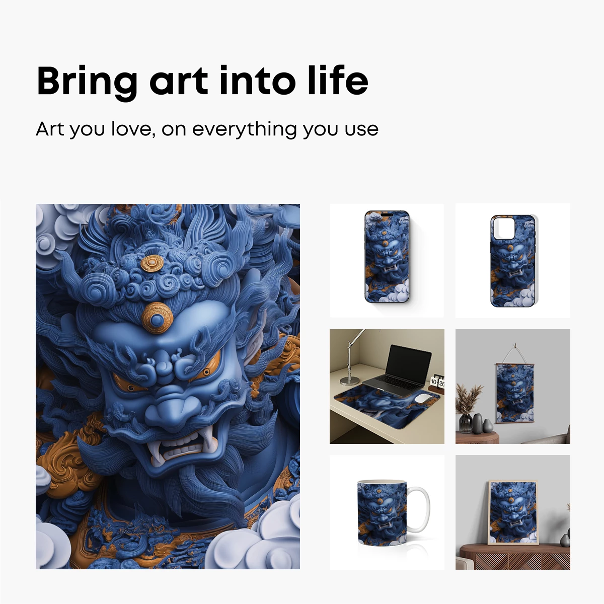 Blue Guardian Spirit: Mythical Beast in Clouds - Image 2