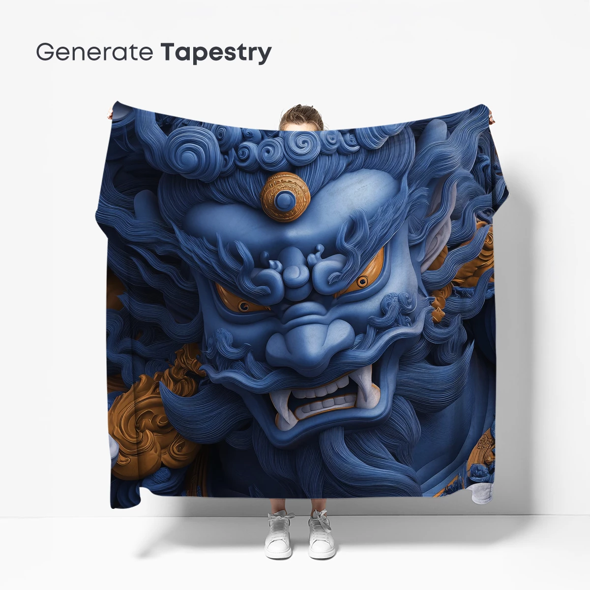Blue Guardian Spirit: Mythical Beast in Clouds - Image 5