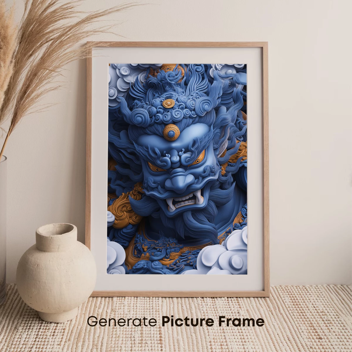Blue Guardian Spirit: Mythical Beast in Clouds - Image 7