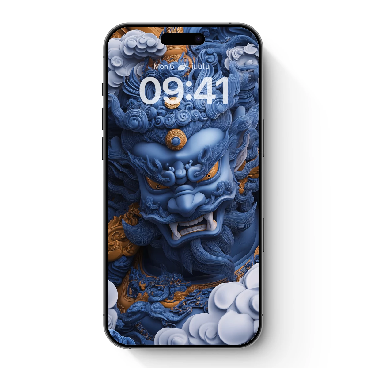 Blue Guardian Spirit: Mythical Beast in Clouds