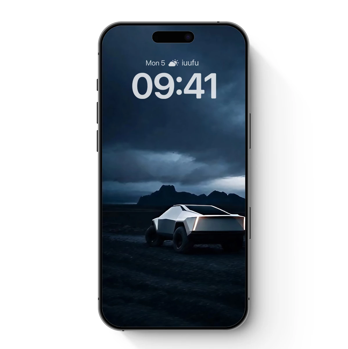 Futuristic Cybertruck Under Stormy Skies