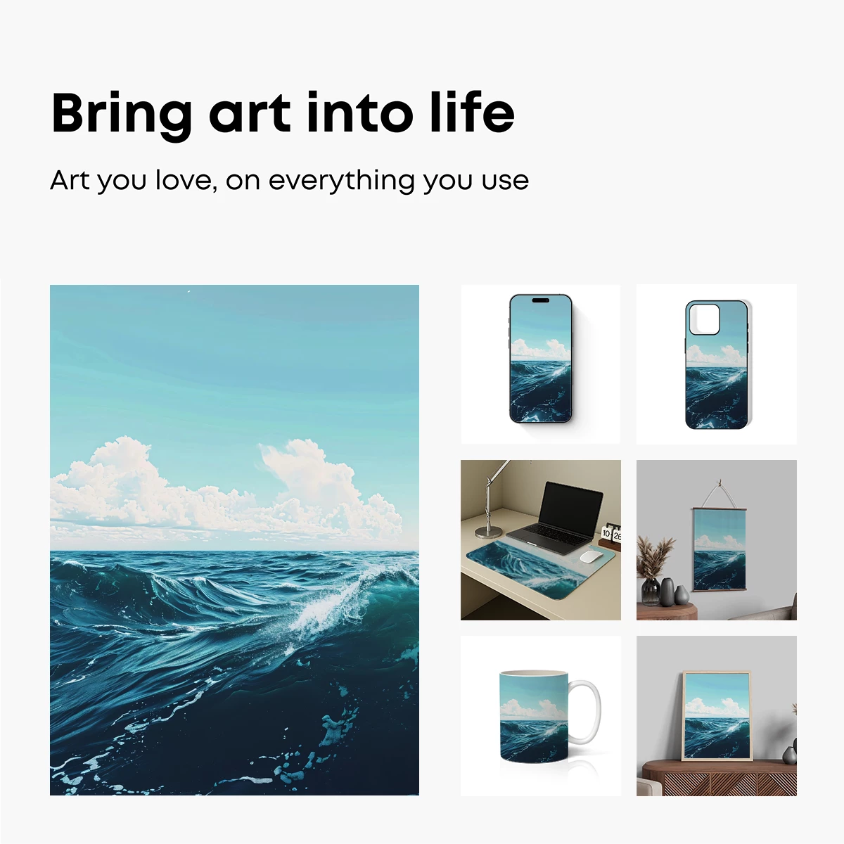 Oceanic Serenity: Waves Under a Dreamy Sky - Image 2