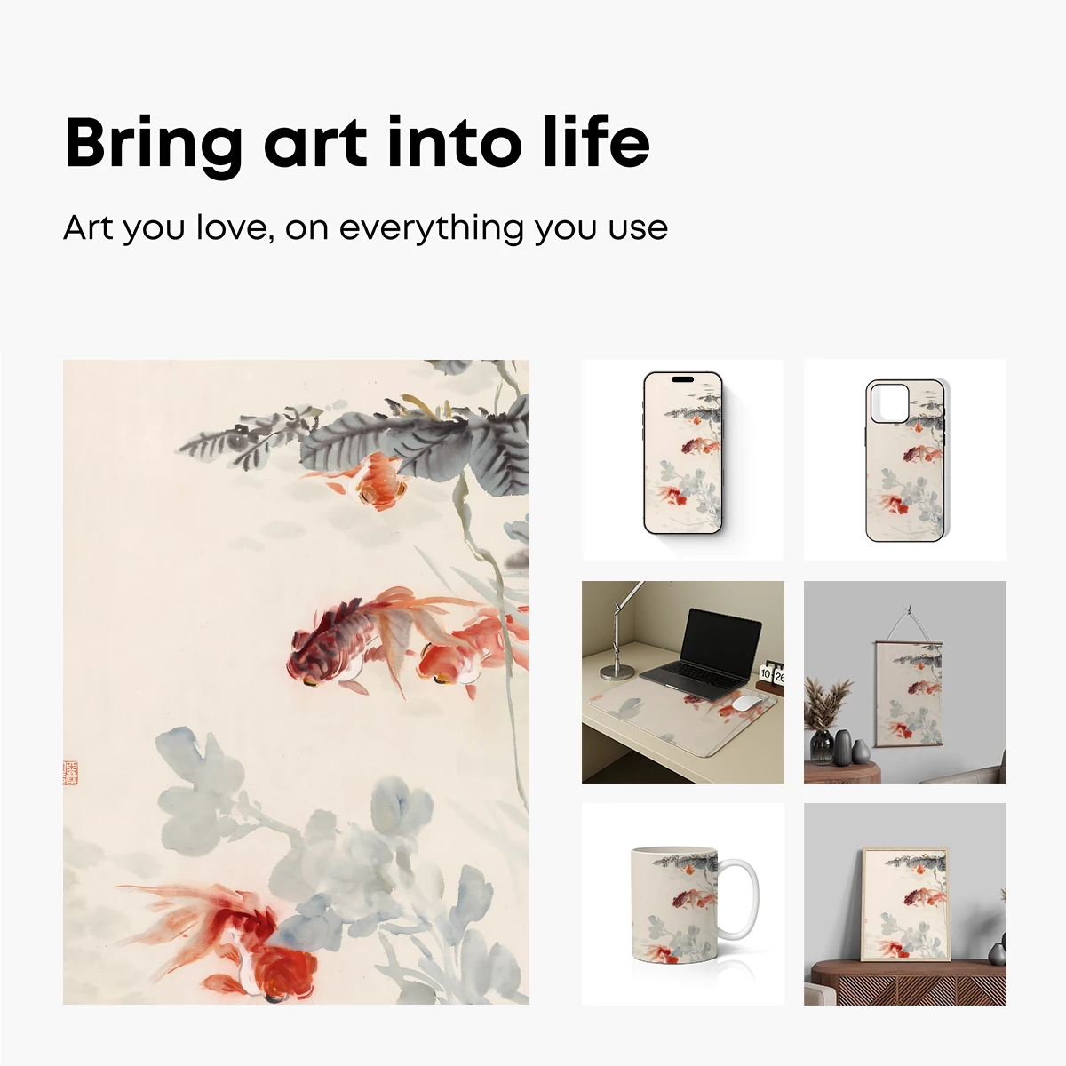 Elegant Goldfish in Watercolor Harmony - Image 2