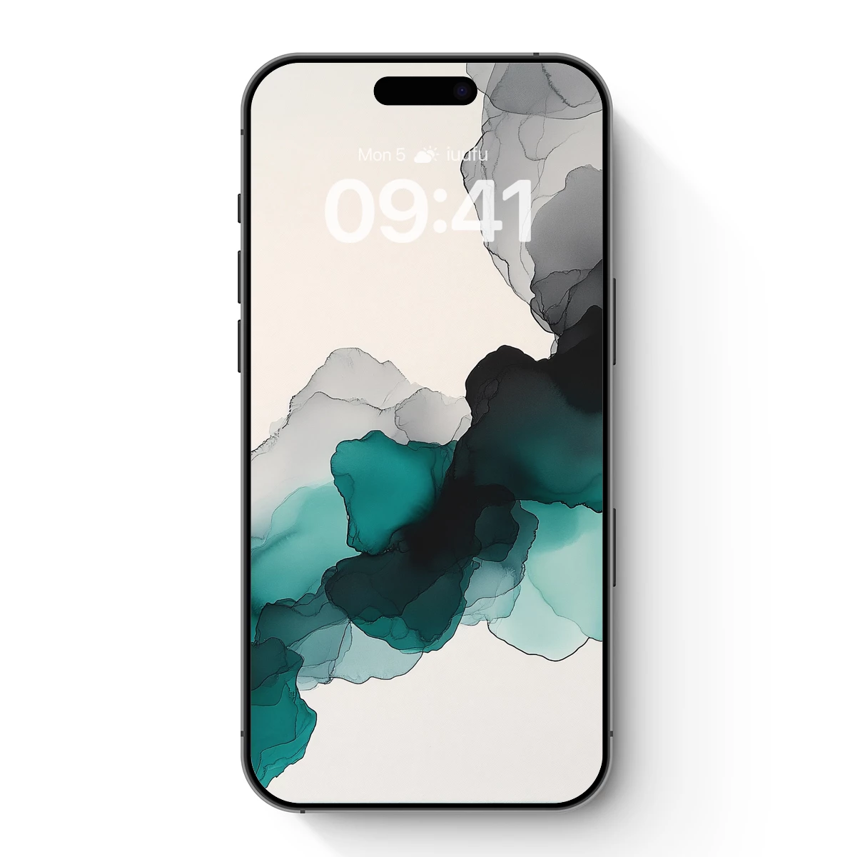 Ethereal Ink Fusion: Teal and Black Abstract Flow