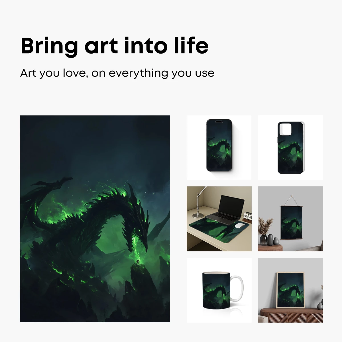 Ethereal Green Dragon in Misty Night - Image 2