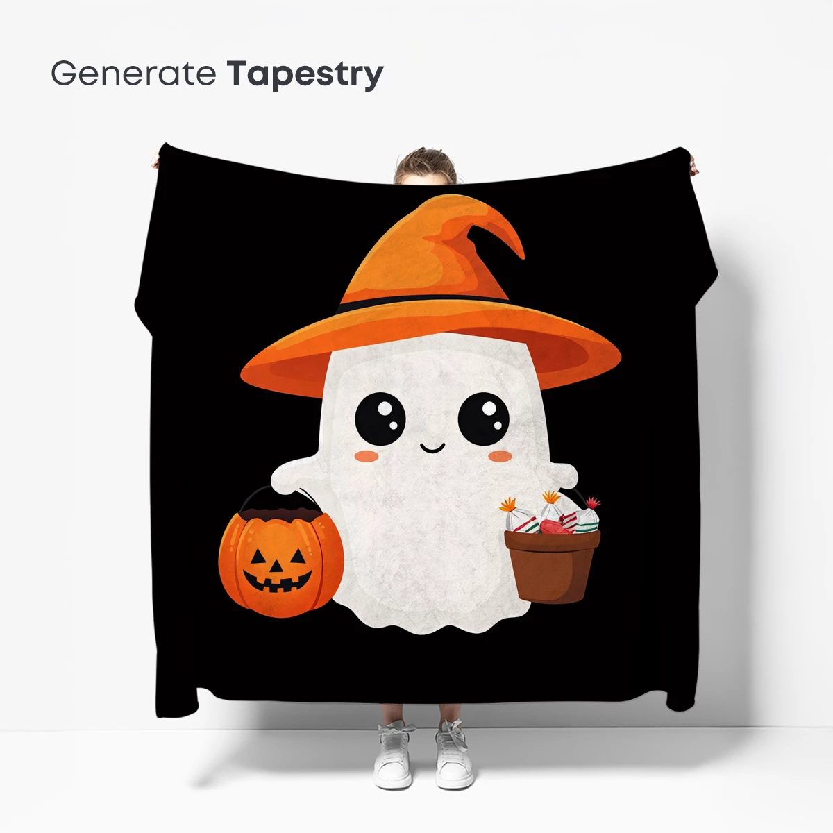 Cute Ghost in Witch Hat: Halloween Delight - Image 5
