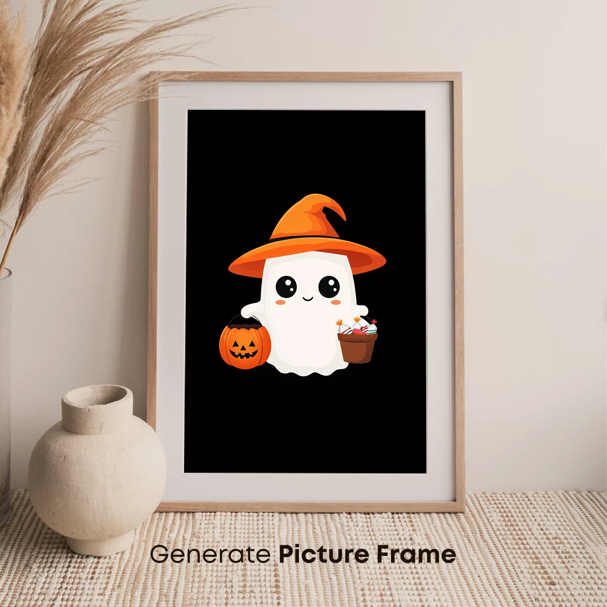 Cute Ghost in Witch Hat: Halloween Delight - Image 7