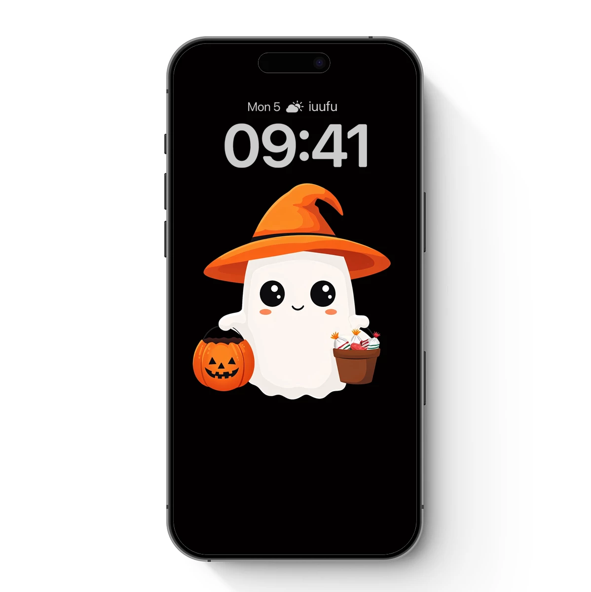 Cute Ghost in Witch Hat: Halloween Delight Cute Ghost in Witch Hat: Halloween Delight