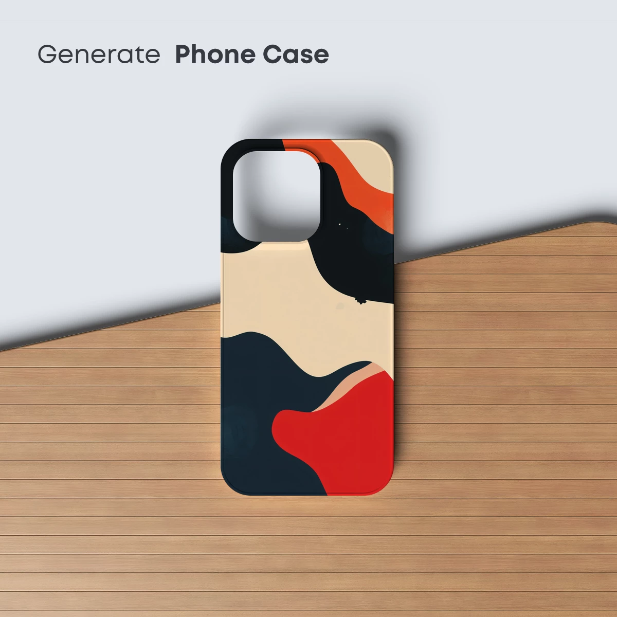 Abstract Waves in Black, Red, and Cream - Image 3