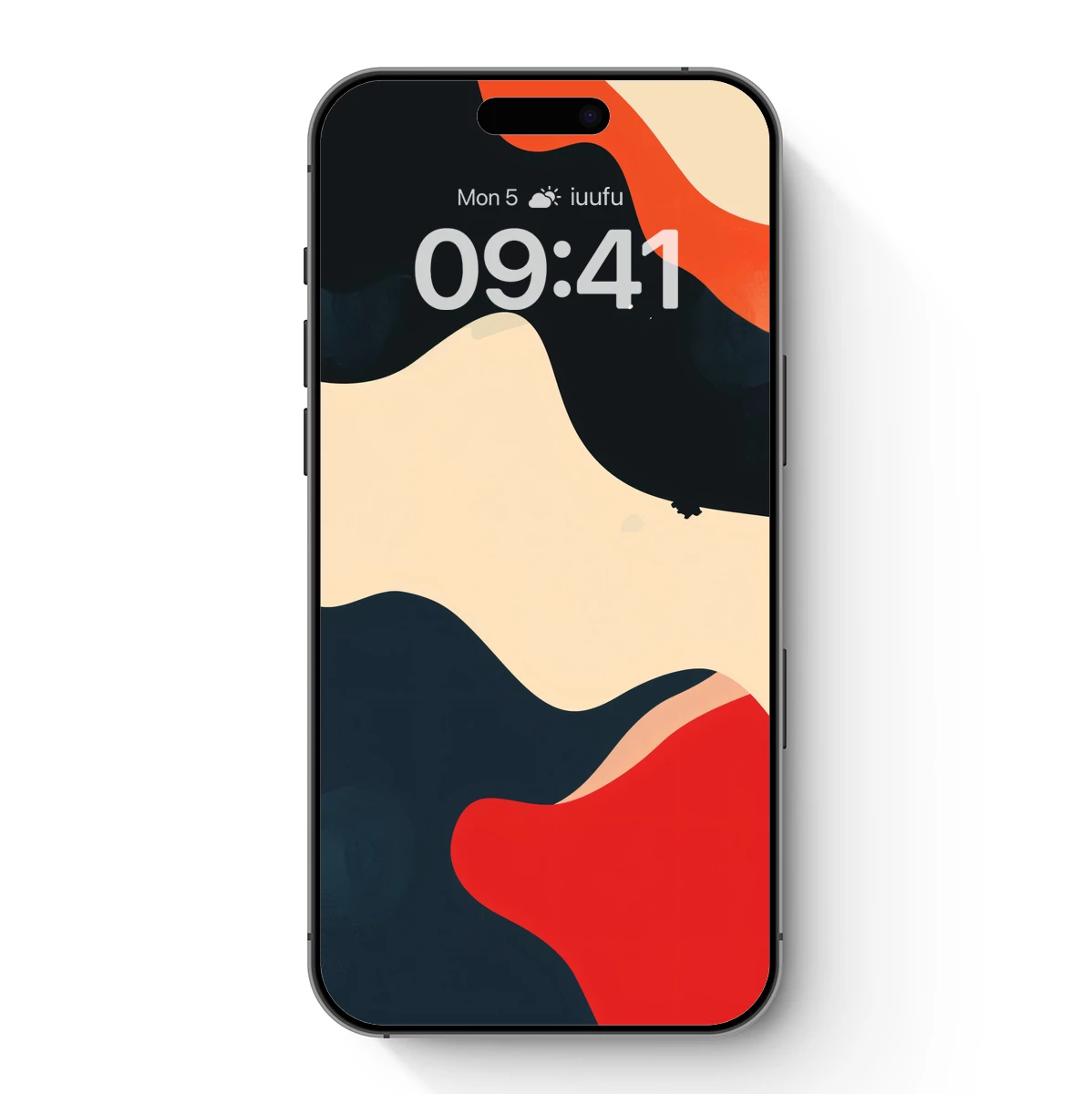 Abstract Waves in Black, Red, and Cream