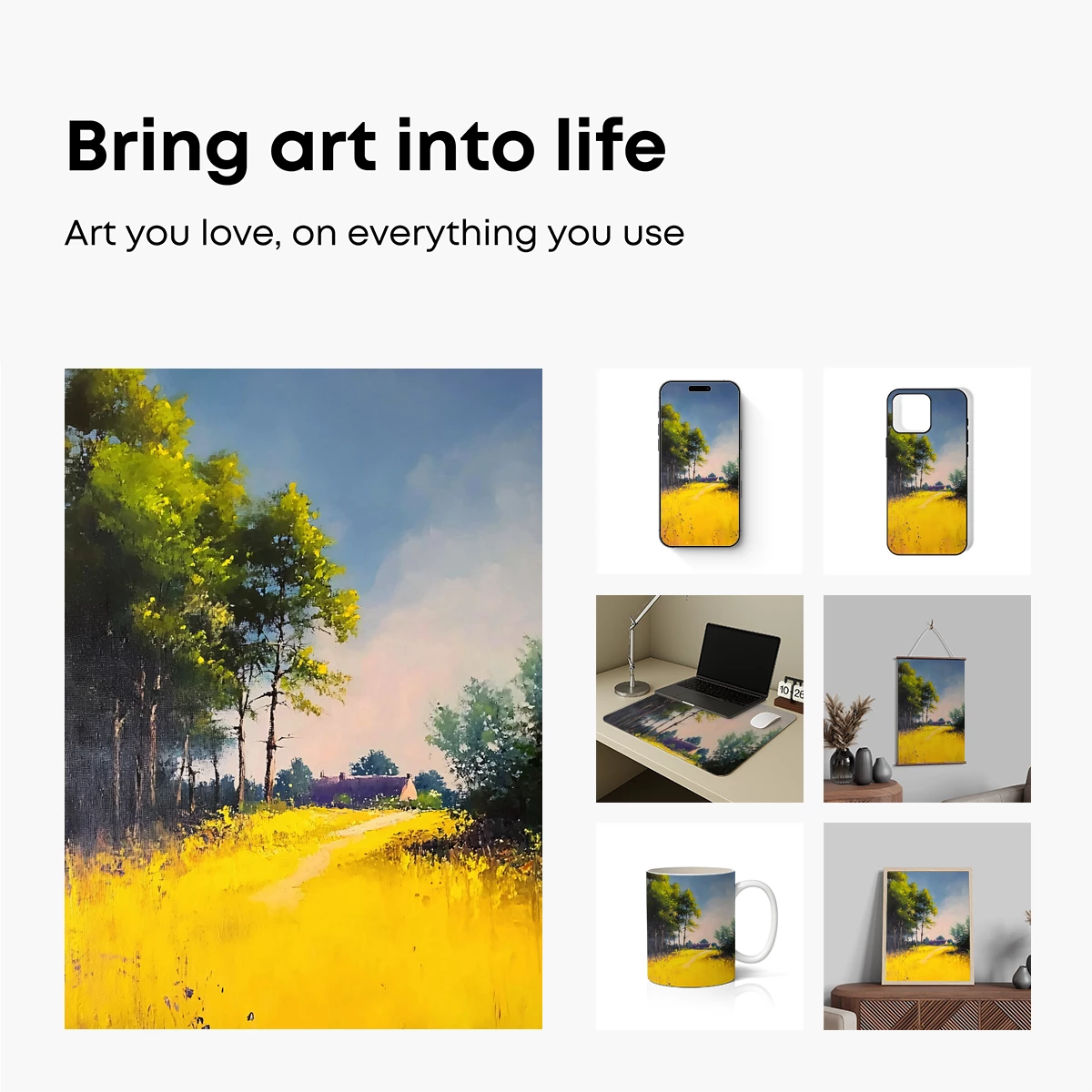 Golden Pathway in Impressionist Bloom - Image 2