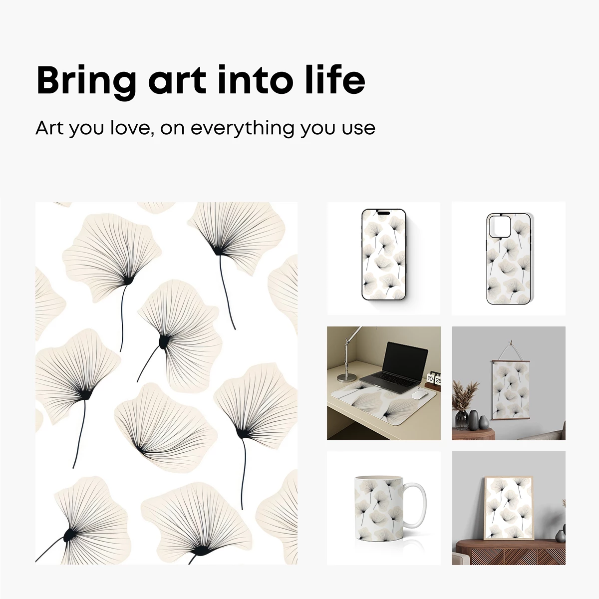 Elegant Ginkgo Whispers: Monochrome Botanical Art - Image 2