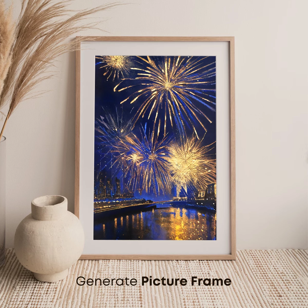 Golden Fireworks Symphony Over Water - Image 7