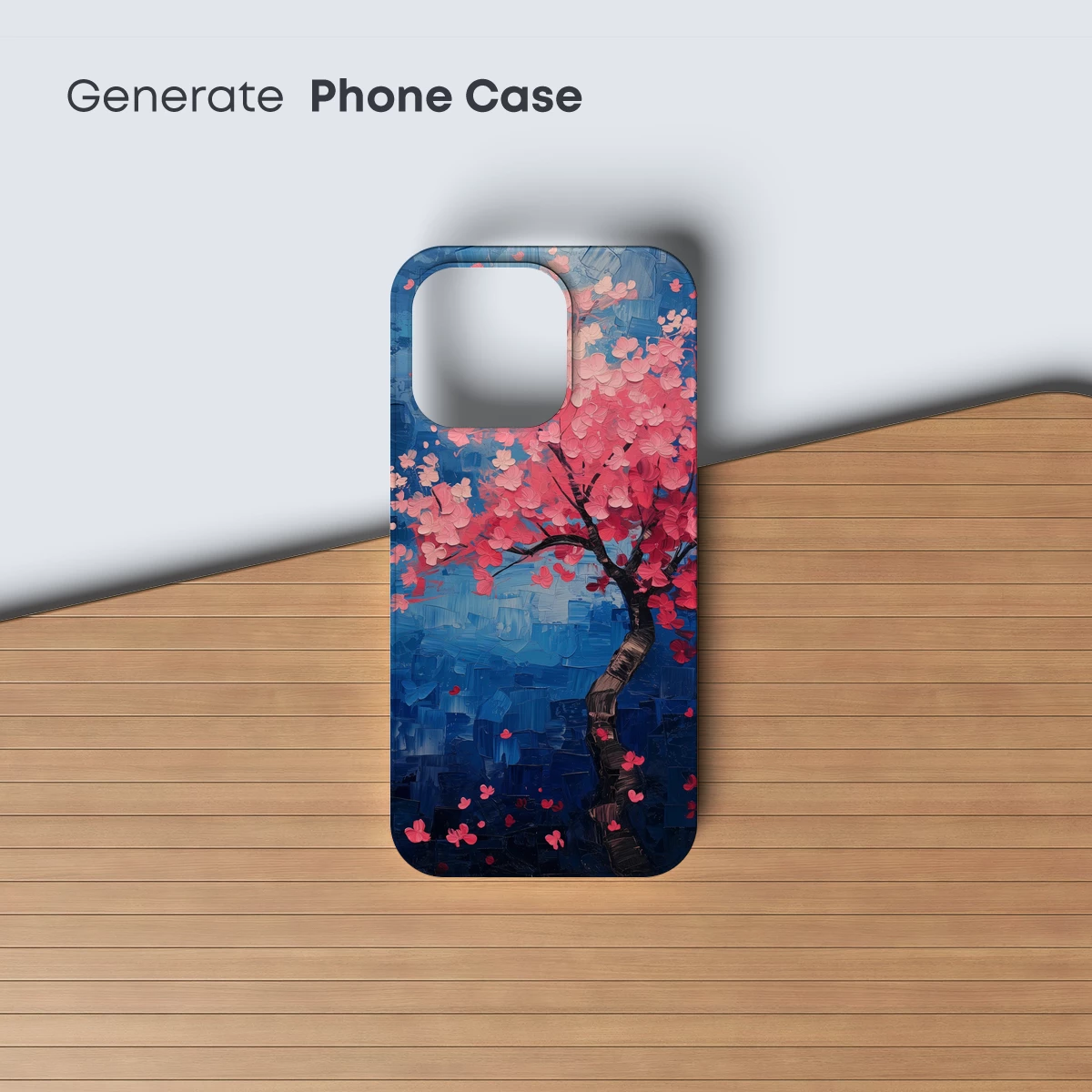 Blossom Twilight: A Painterly Cherry Tree in Abstract Blues - Image 3