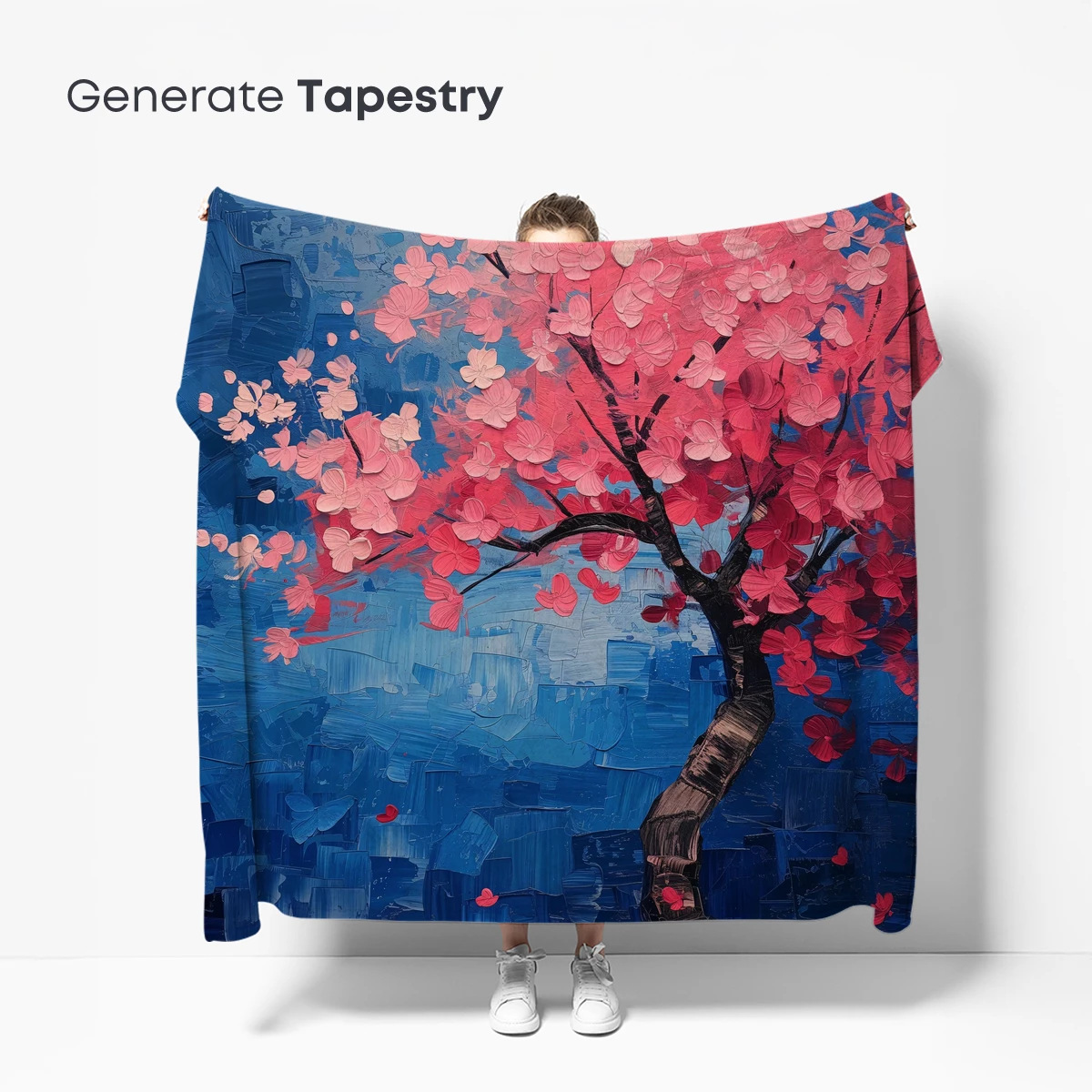 Blossom Twilight: A Painterly Cherry Tree in Abstract Blues - Image 5