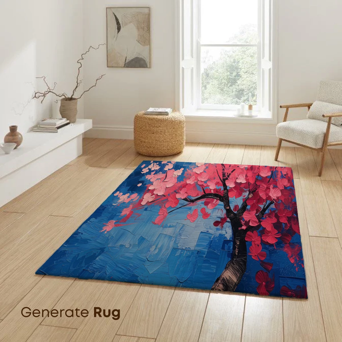 Blossom Twilight: A Painterly Cherry Tree in Abstract Blues - Image 6