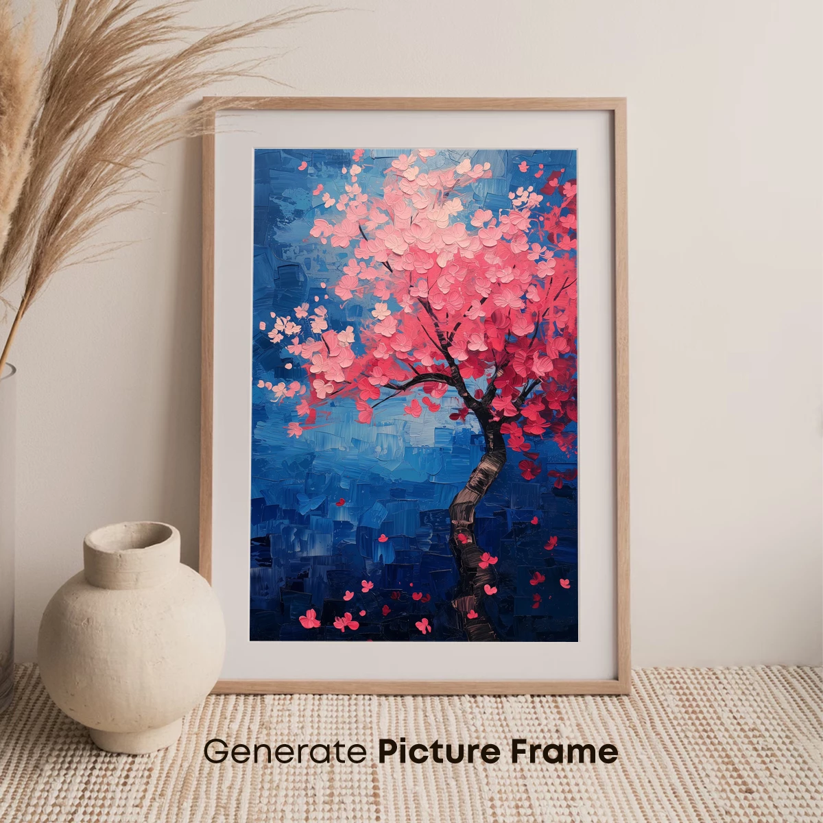 Blossom Twilight: A Painterly Cherry Tree in Abstract Blues - Image 7