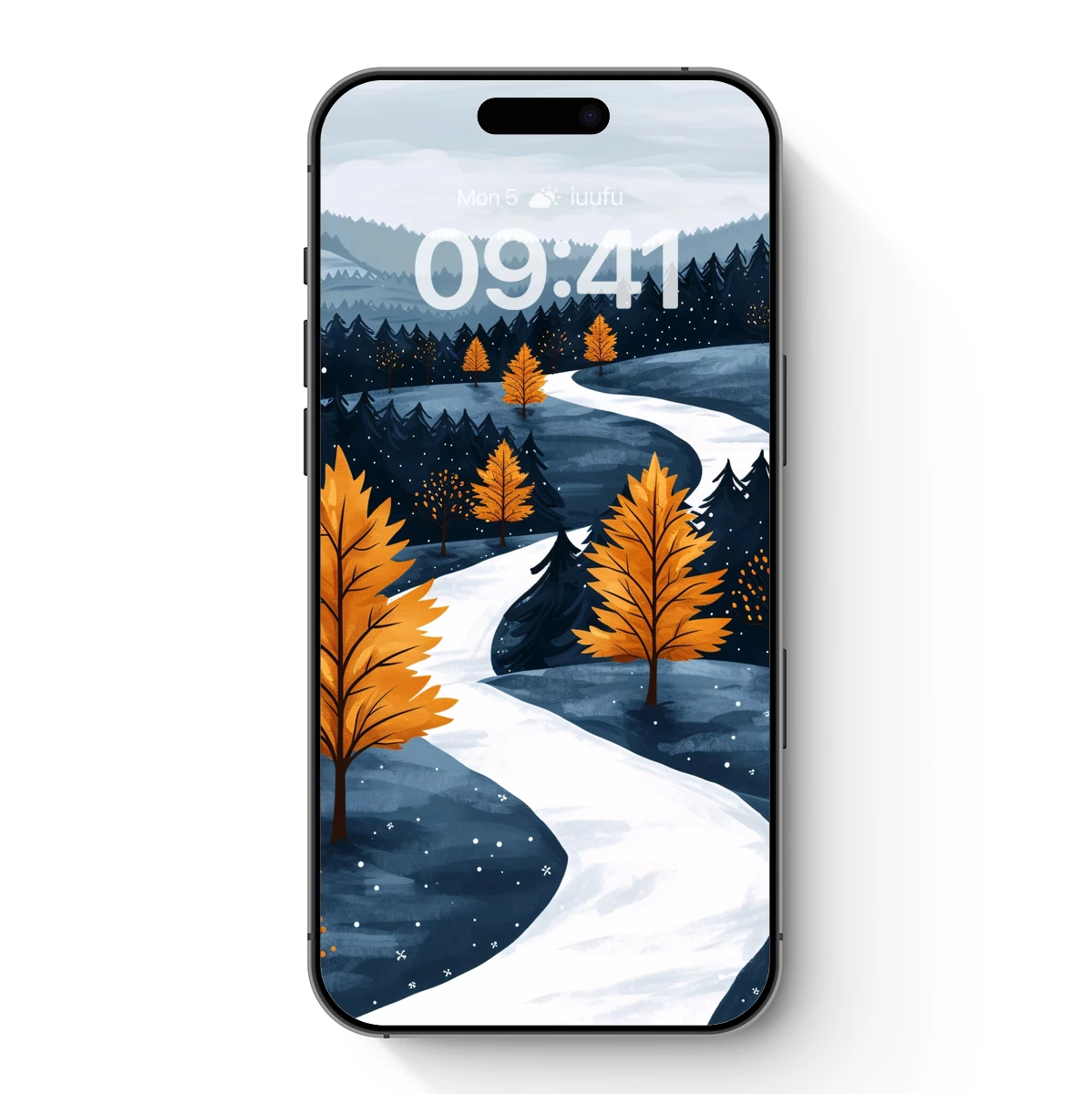 Autumn's Winding Path: A Snowy Forest Odyssey