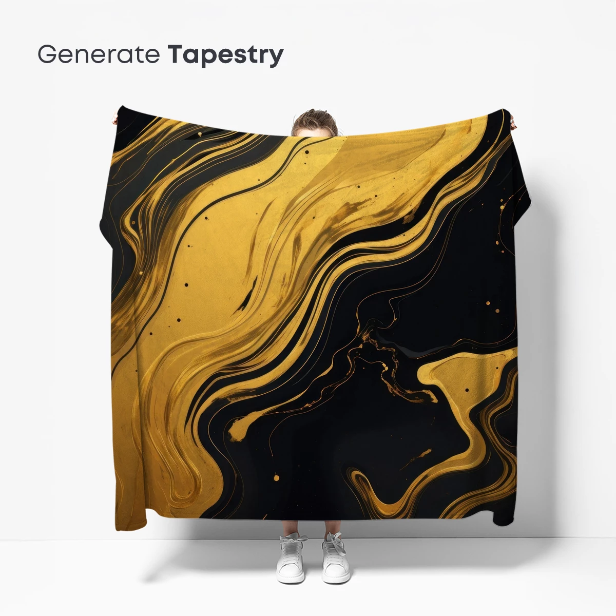 Golden Abyss: Elegance in Black and Gold Swirls - Image 5