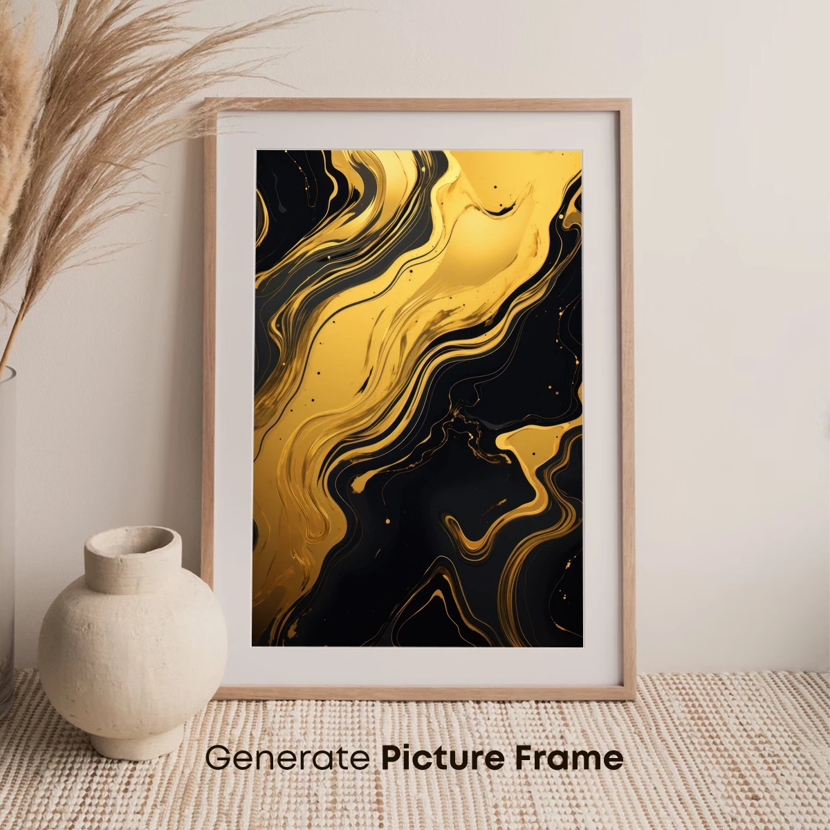 Golden Abyss: Elegance in Black and Gold Swirls - Image 7