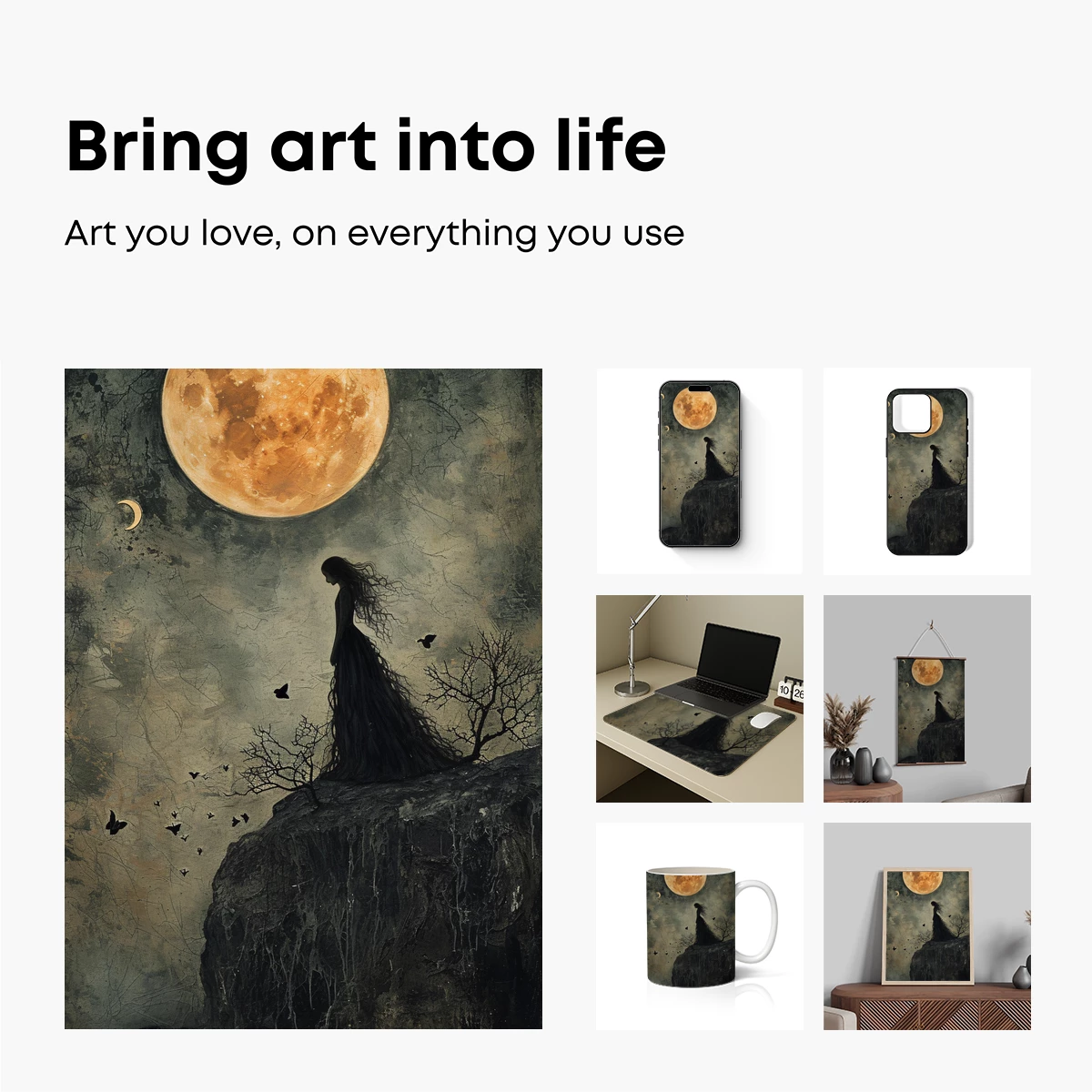 Eternal Moonlit Solitude: Gothic Silhouette - Image 2