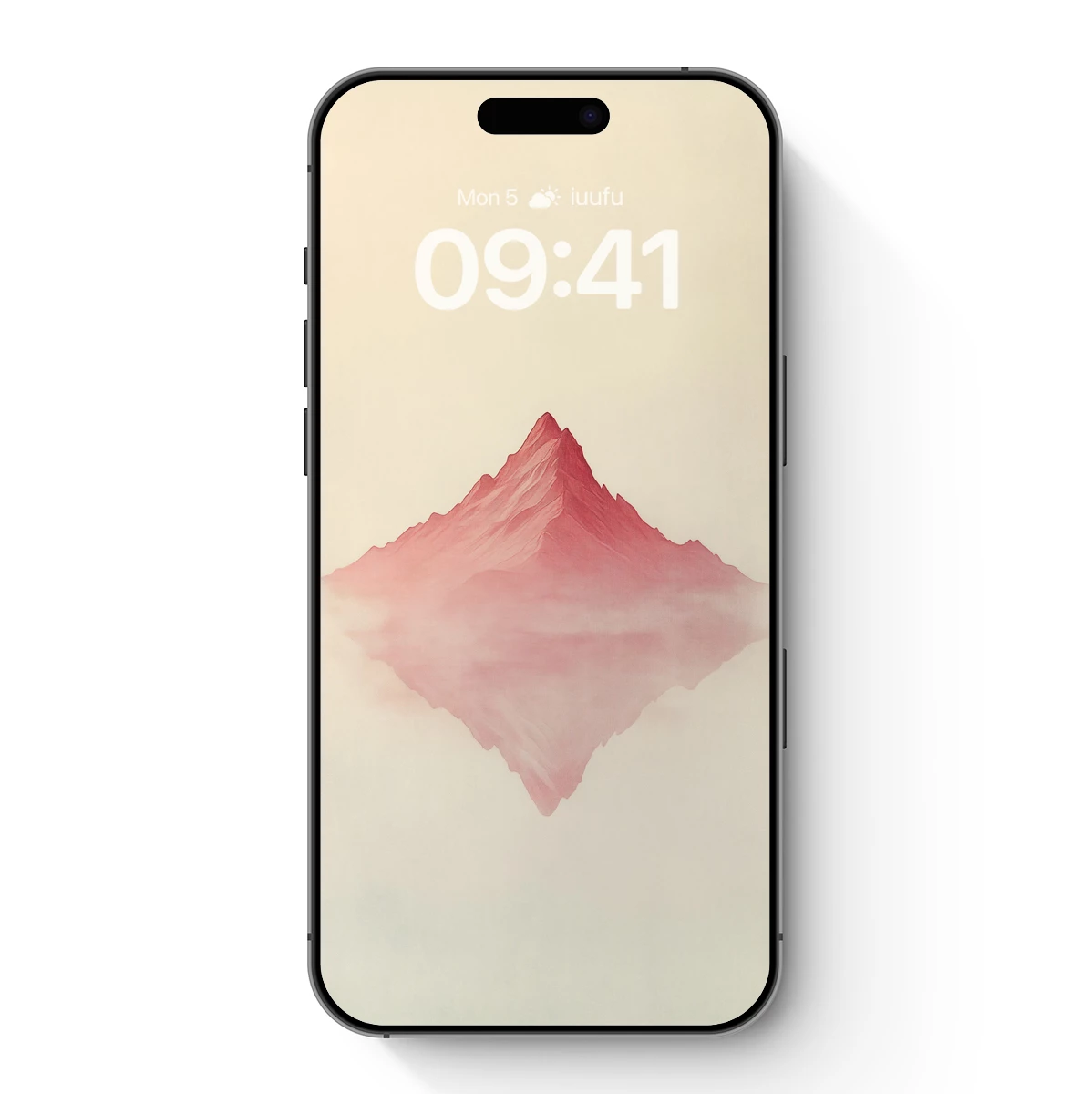 Crimson Peak Reflection: Minimalist Mountain Art