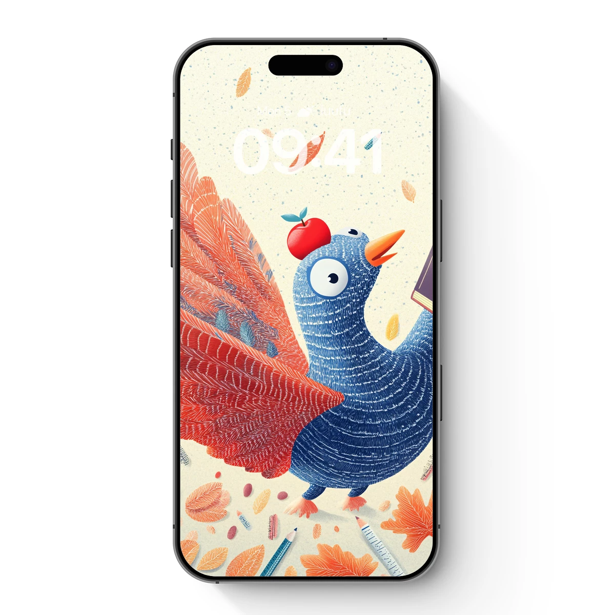 Blue Turkey with Apple: Whimsical Autumn Study