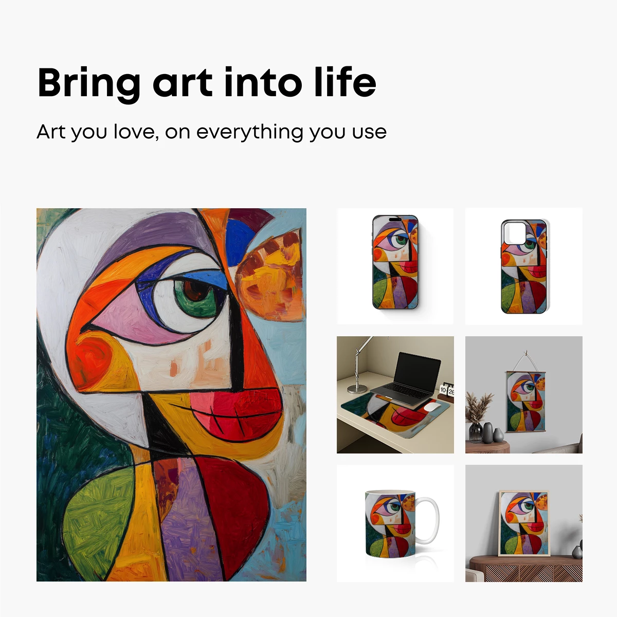 Cubist Face Symphony: Bold Colors and Geometric Harmony - Image 2