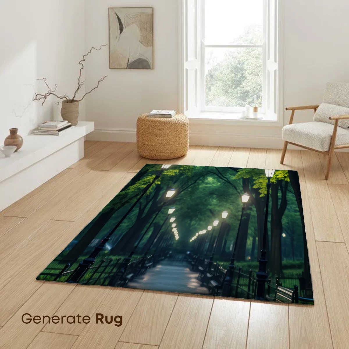 Enchanted Forest Pathway: Luminous Lanterns and Verdant Canopy - Image 6