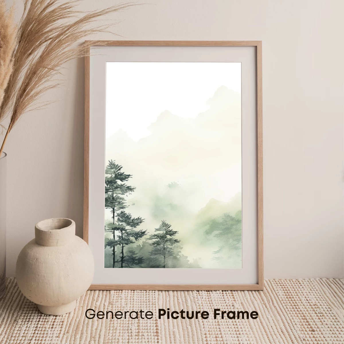 Misty Mountain Pines: Ethereal Watercolor Landscape - Image 7